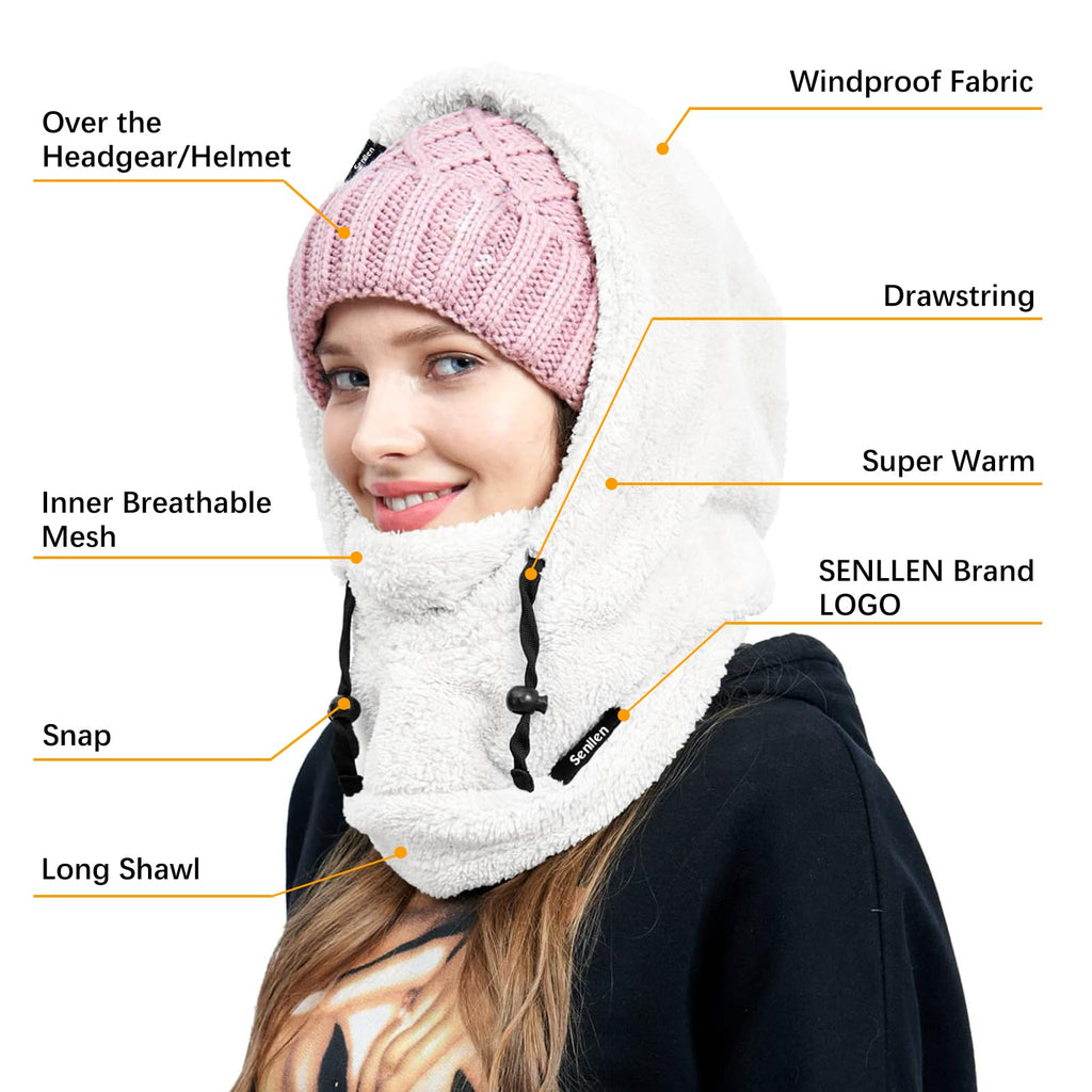 Senllen Balaclava Cold Weather Fleece Windproof Ski Mask Winter Breathable Thermal Face Mask Neck Warmer Scarf Helmet Hood