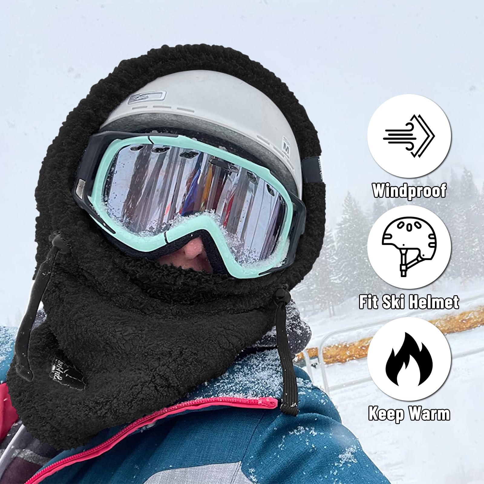 Senllen Balaclava Cold Weather Fleece Windproof Ski Mask Winter Breathable Thermal Face Mask Neck Warmer Scarf Helmet Hood