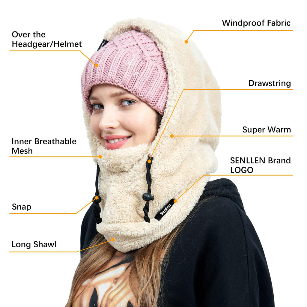 Senllen Balaclava Cold Weather Fleece Windproof Ski Mask Winter Breathable Thermal Face Mask Neck Warmer Scarf Helmet Hood