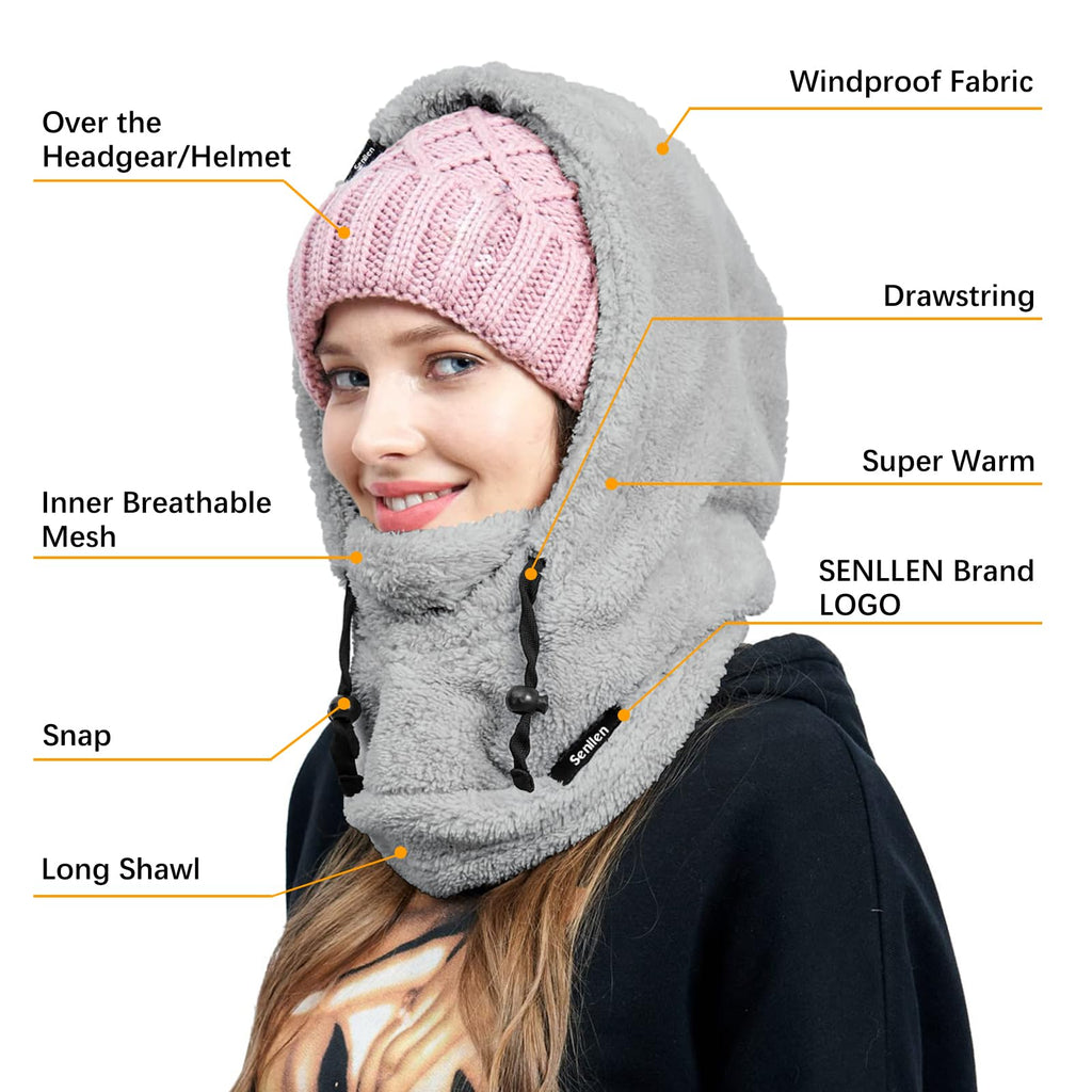 Senllen Balaclava Cold Weather Fleece Windproof Ski Mask Winter Breathable Thermal Face Mask Neck Warmer Scarf Helmet Hood