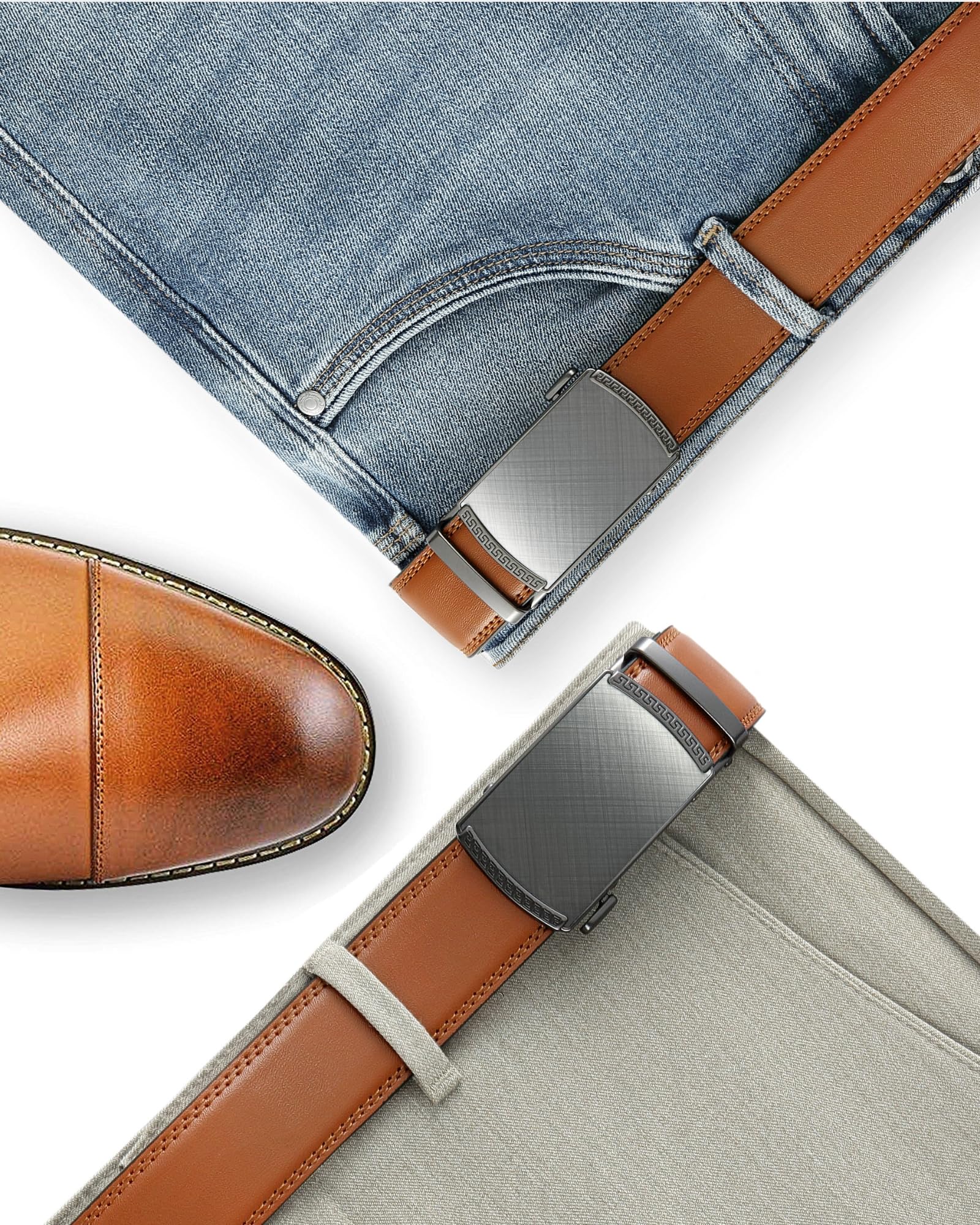 CHAOREN Mens Belt Leather Belts for Men Ratchet Belt, Customizable Fit (35mm)