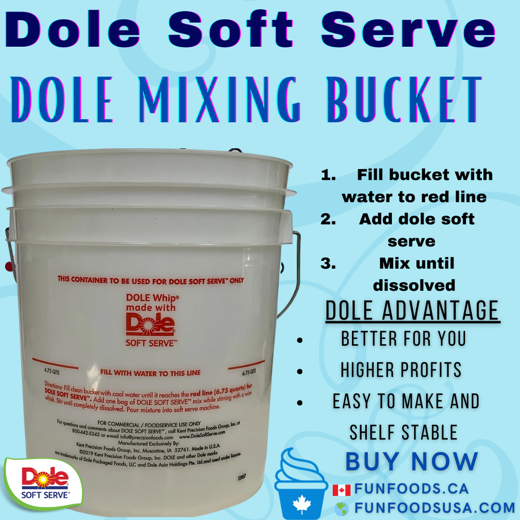 Dole Soft Serve | Slush Mixing Bucket, Lid and Whip - Mixing Bundle